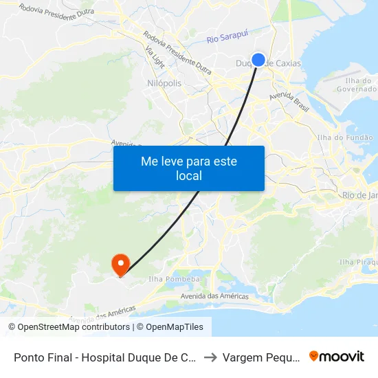 Ponto Final - Hospital Duque De Caxias to Vargem Pequena map