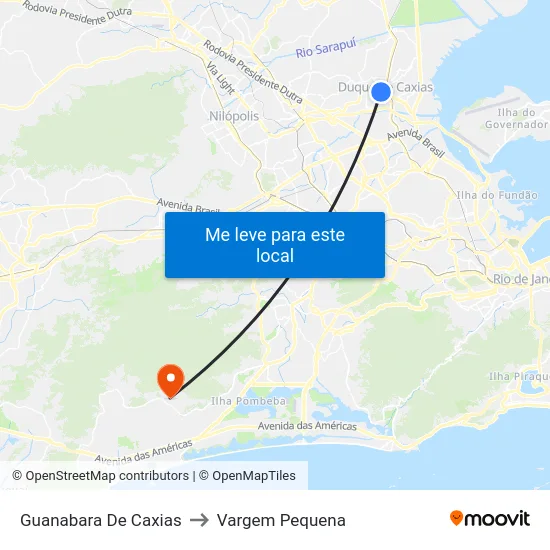 Guanabara De Caxias to Vargem Pequena map
