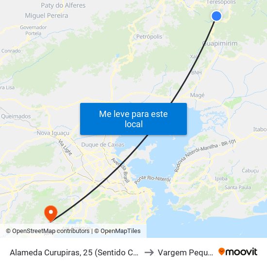 Alameda Curupiras, 25 (Sentido Centro) to Vargem Pequena map