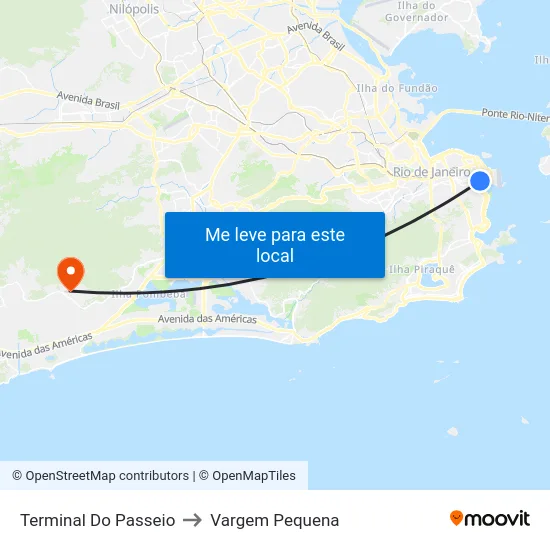 Terminal Do Passeio to Vargem Pequena map