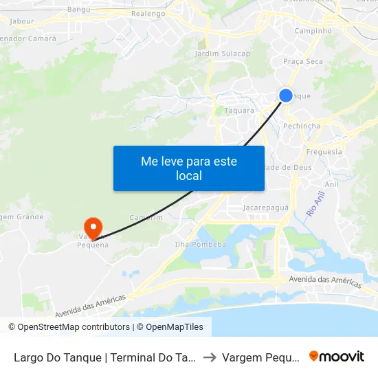 Largo Do Tanque | Terminal Do Tanque to Vargem Pequena map