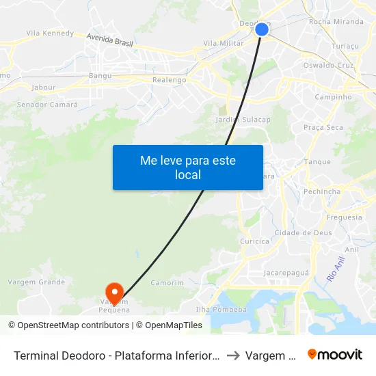 Terminal Deodoro - Plataforma Inferior (Linhas Convencionais) to Vargem Pequena map
