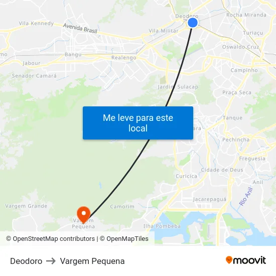Deodoro to Vargem Pequena map
