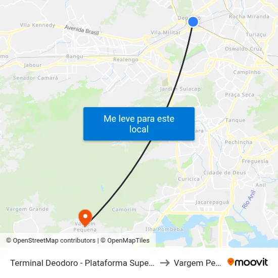 Terminal Deodoro - Plataforma Superior C / D (Brt) to Vargem Pequena map