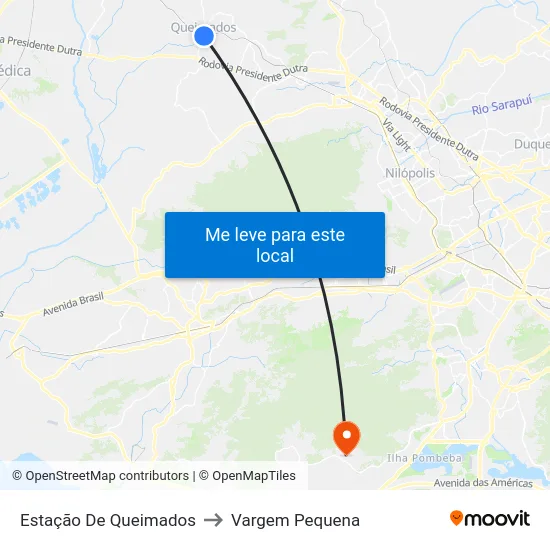 Estação De Queimados to Vargem Pequena map