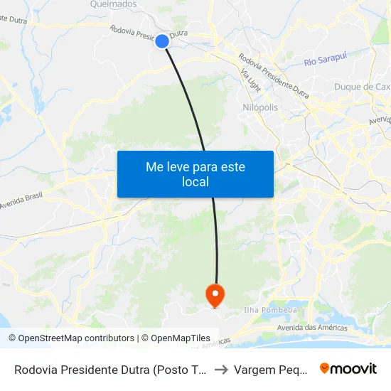 Rodovia Presidente Dutra (Posto Tio Luiz) to Vargem Pequena map