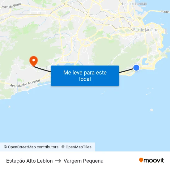 Estação Alto Leblon to Vargem Pequena map