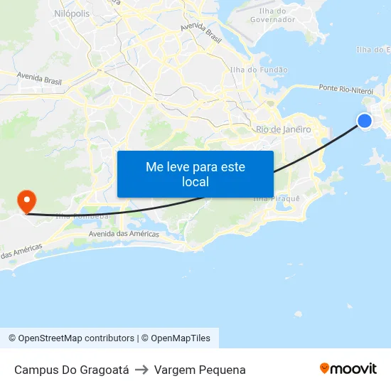 Campus Do Gragoatá to Vargem Pequena map