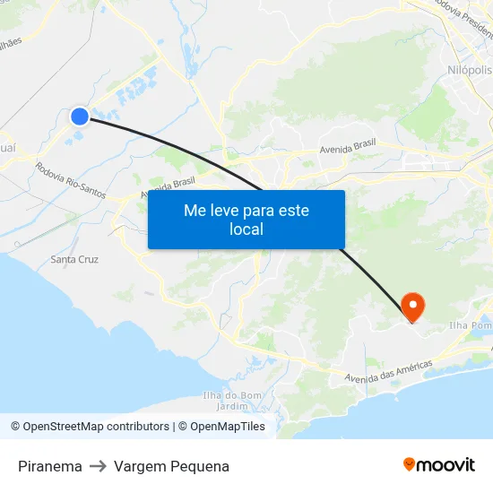 Piranema to Vargem Pequena map
