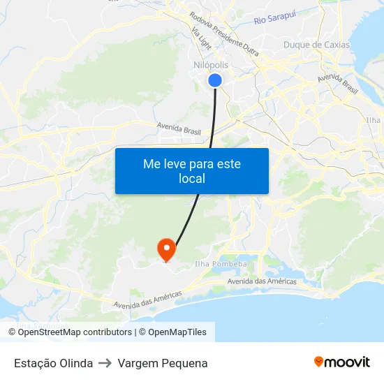 Estação Olinda to Vargem Pequena map