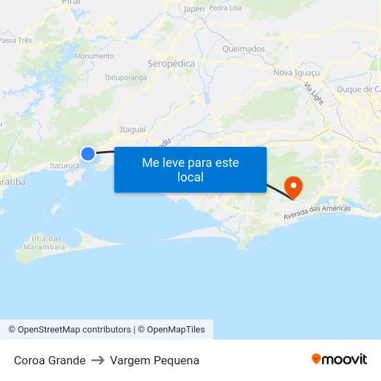 Coroa Grande to Vargem Pequena map