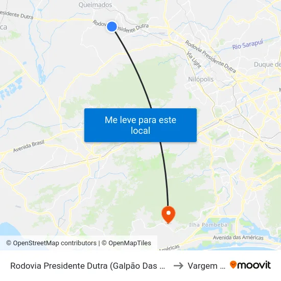Rodovia Presidente Dutra (Galpão Das Lojas Americanas/Posto Gatão)) to Vargem Pequena map