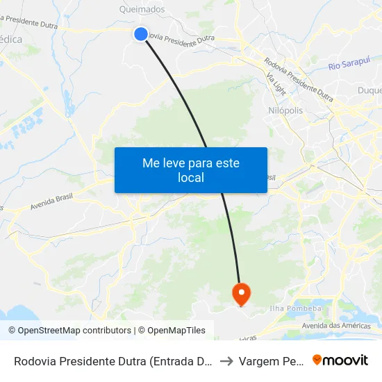 Rodovia Presidente Dutra (Entrada De Queimados) to Vargem Pequena map