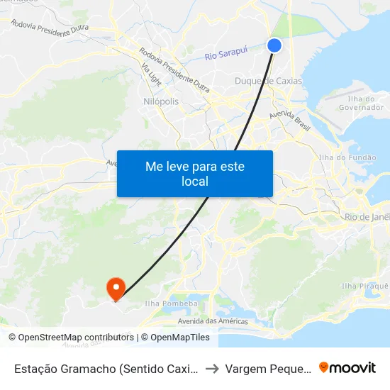 Estação Gramacho (Sentido Caxias) to Vargem Pequena map