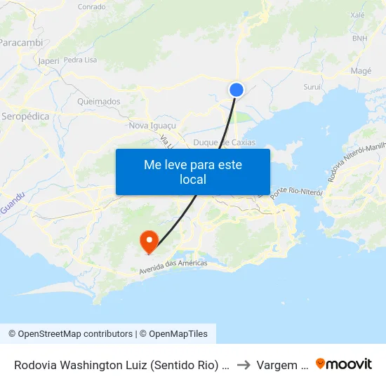 Rodovia Washington Luiz (Sentido Rio) | Entrada De Jardim Primavera to Vargem Pequena map