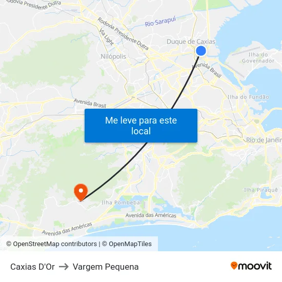 Caxias D'Or to Vargem Pequena map