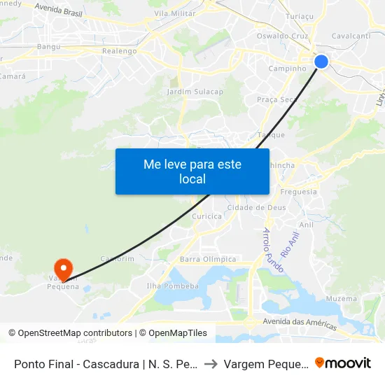 Ponto Final - Cascadura | N. S. Penha to Vargem Pequena map