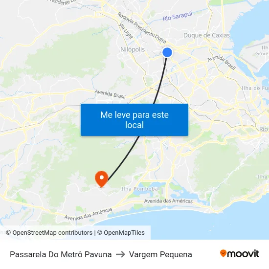 Passarela Do Metrô Pavuna to Vargem Pequena map