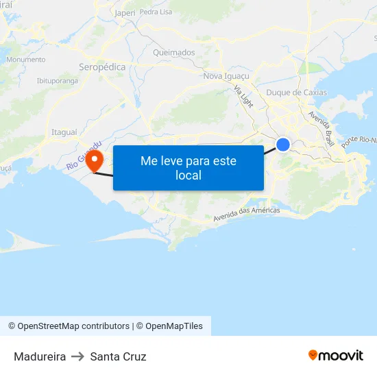 Madureira to Santa Cruz map