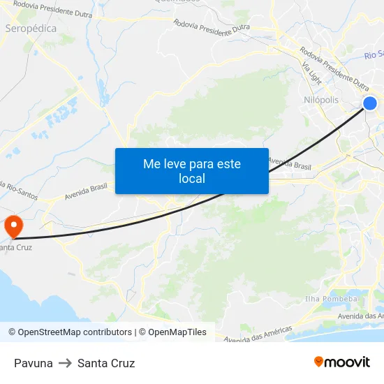Pavuna to Santa Cruz map