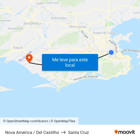Nova América / Del Castilho to Santa Cruz map