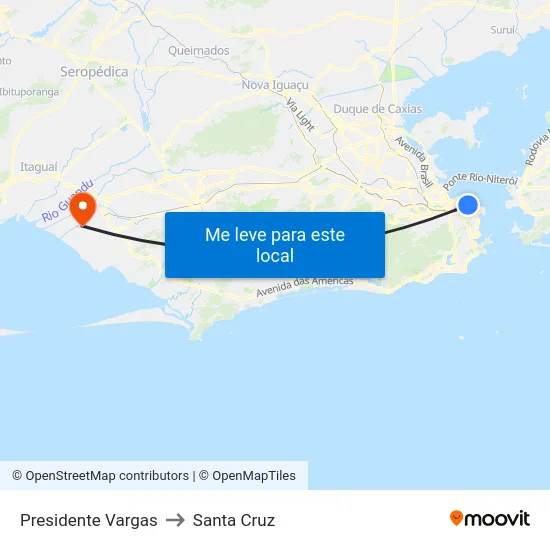 Presidente Vargas to Santa Cruz map