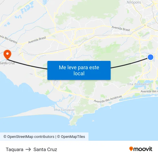 Taquara to Santa Cruz map