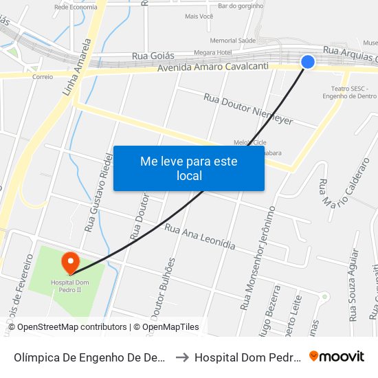 Olímpica De Engenho De Dentro to Hospital Dom Pedro II map