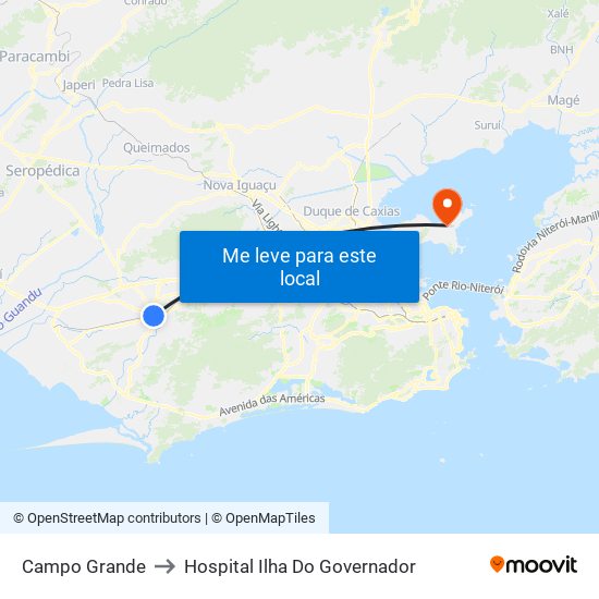 Campo Grande to Hospital Ilha Do Governador map