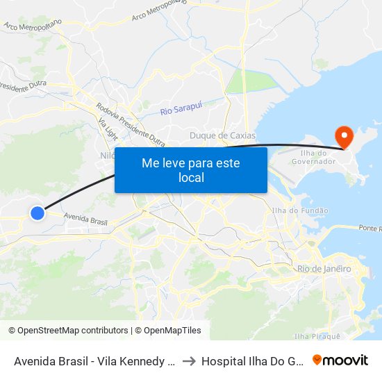 Avenida Brasil - Vila Kennedy (Praça Miami) to Hospital Ilha Do Governador map