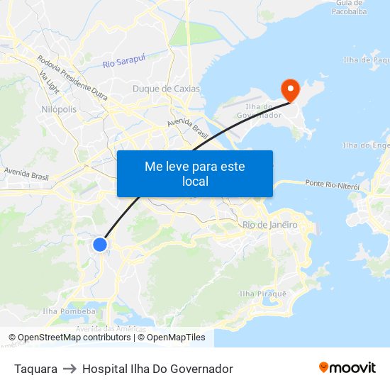 Taquara to Hospital Ilha Do Governador map