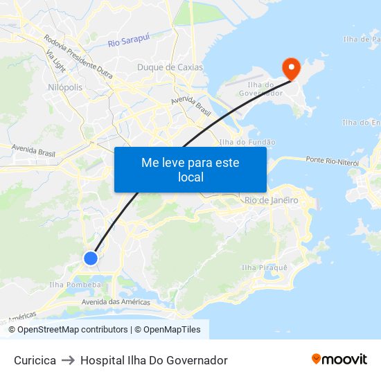 Curicica to Hospital Ilha Do Governador map