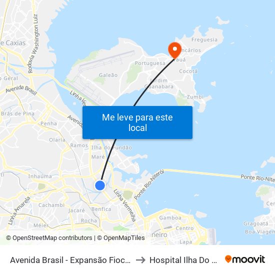 Avenida Brasil - Expansão Fiocruz / Vila Do João to Hospital Ilha Do Governador map