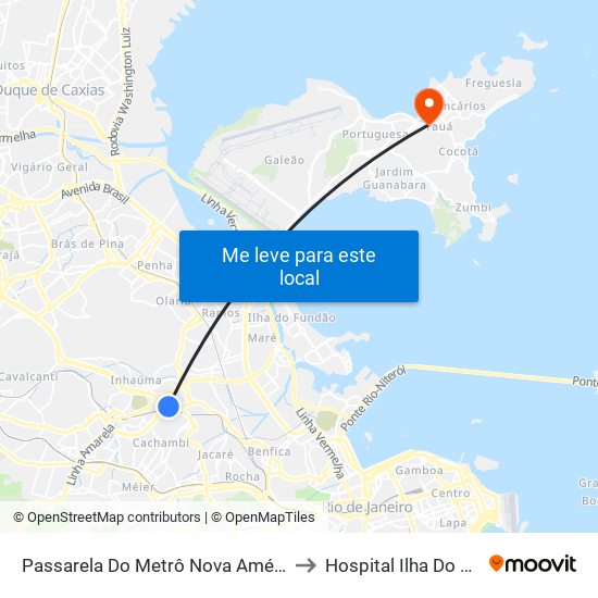 Passarela Do Metrô Nova América / Del Castilho to Hospital Ilha Do Governador map