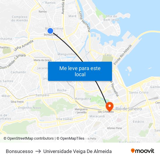 Bonsucesso to Universidade Veiga De Almeida map