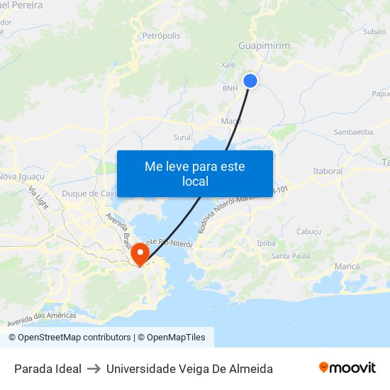 Parada Ideal to Universidade Veiga De Almeida map