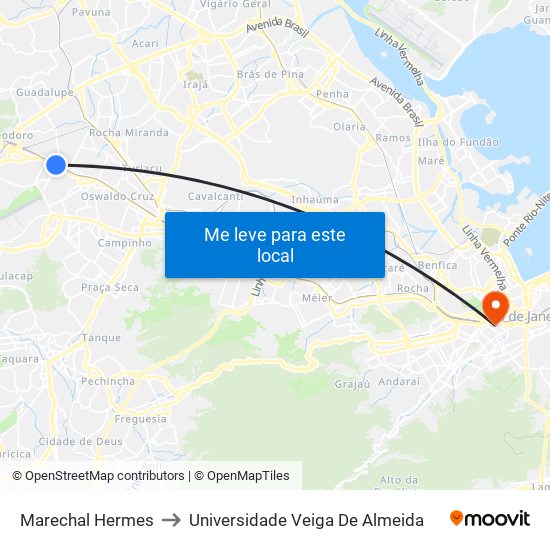 Marechal Hermes to Universidade Veiga De Almeida map