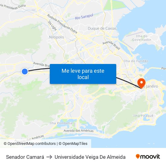 Senador Camará to Universidade Veiga De Almeida map