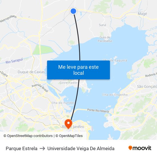 Parque Estrela to Universidade Veiga De Almeida map