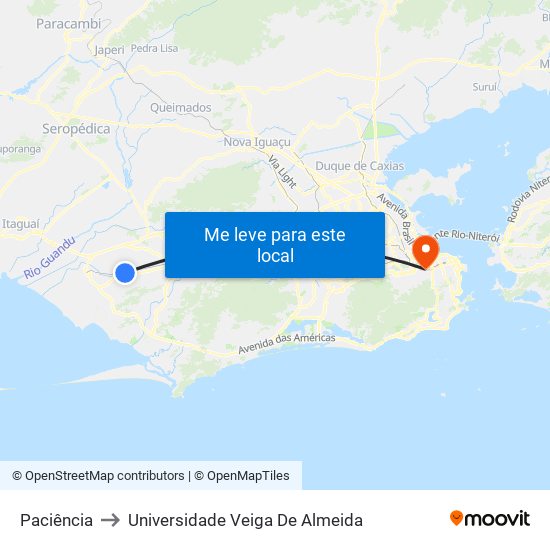 Paciência to Universidade Veiga De Almeida map