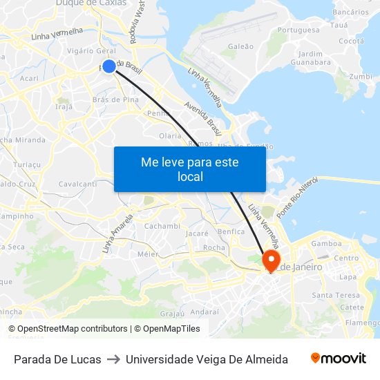 Parada De Lucas to Universidade Veiga De Almeida map