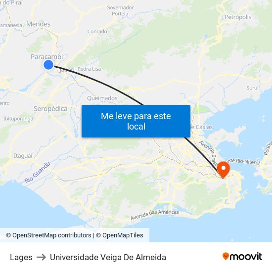 Lages to Universidade Veiga De Almeida map