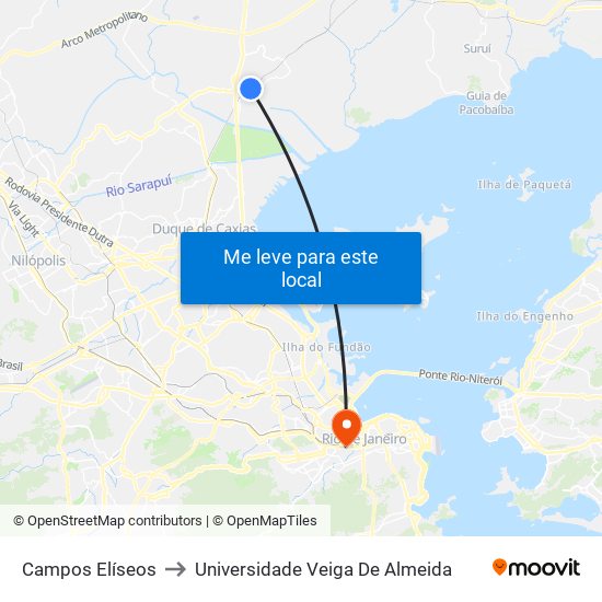 Campos Elíseos to Universidade Veiga De Almeida map