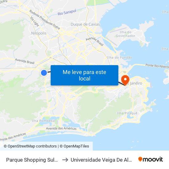 Parque Shopping Sulacap to Universidade Veiga De Almeida map