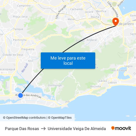 Parque Das Rosas to Universidade Veiga De Almeida map