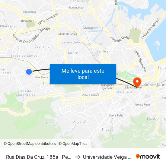 Rua Dias Da Cruz, 185a | Pernambucanas to Universidade Veiga De Almeida map