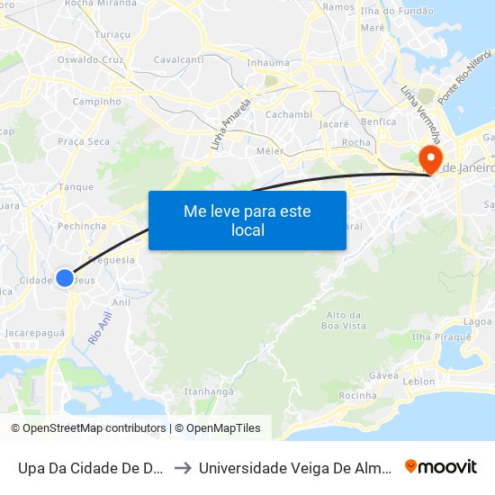 Upa Da Cidade De Deus to Universidade Veiga De Almeida map