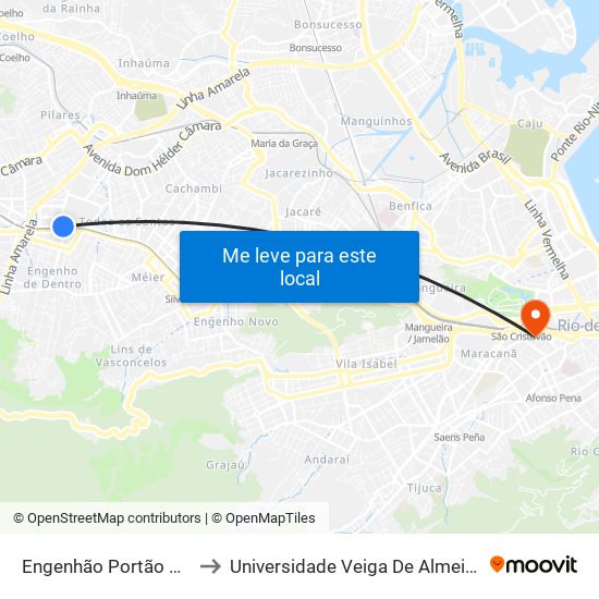 Engenhão Portão Sul to Universidade Veiga De Almeida map