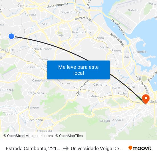 Estrada Camboatá, 2216-2300 to Universidade Veiga De Almeida map
