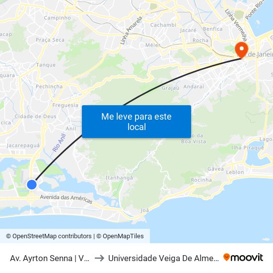 Av. Ayrton Senna | Vivo to Universidade Veiga De Almeida map